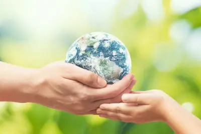 Earth globe in hands. World environment day Earth Day