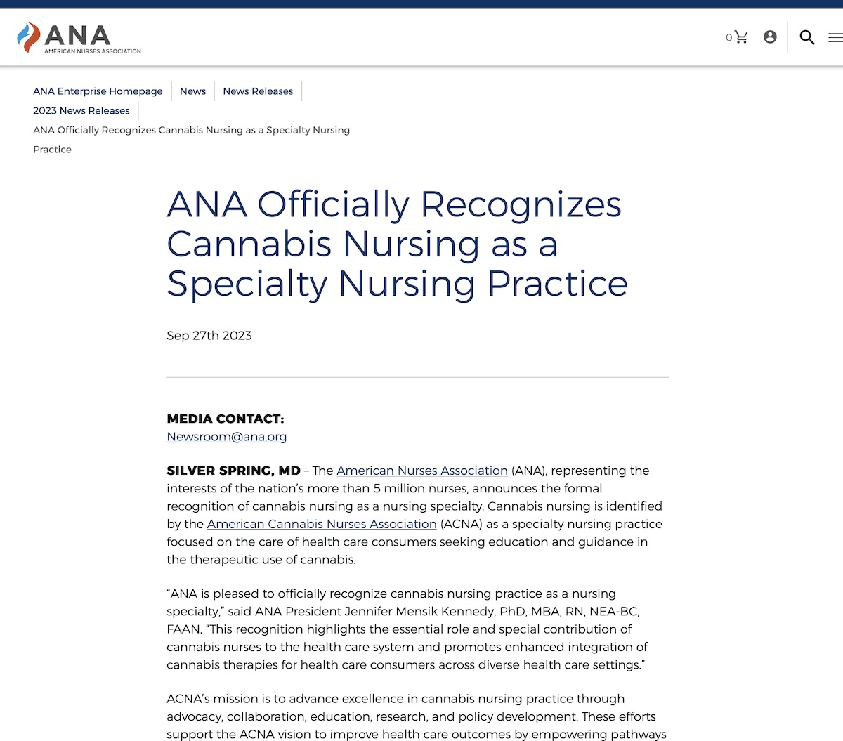 Ana Cannabis Nursing Specialty