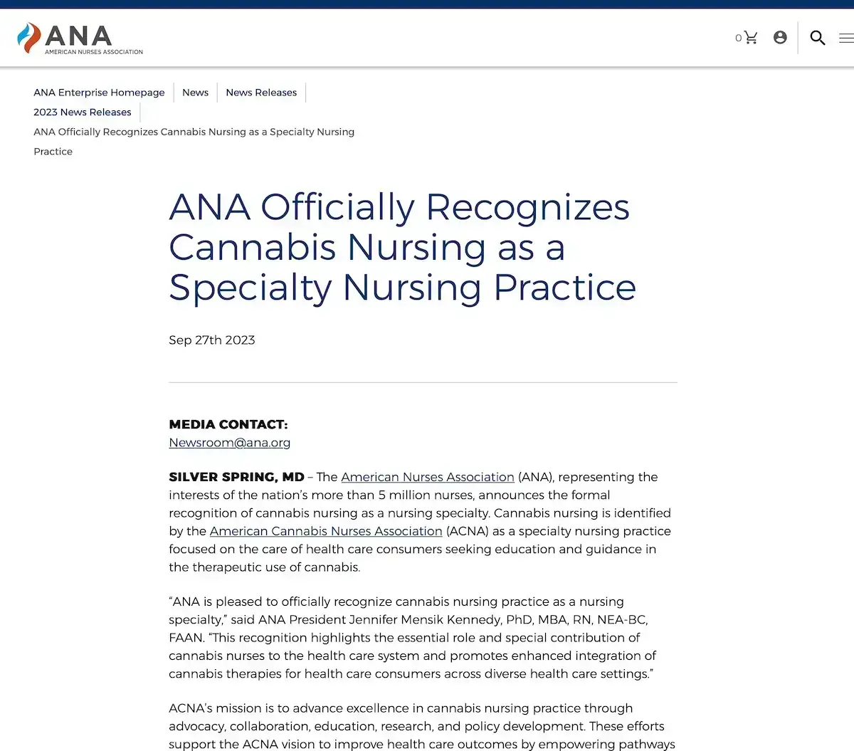 Ana Cannabis Nursing Specialty